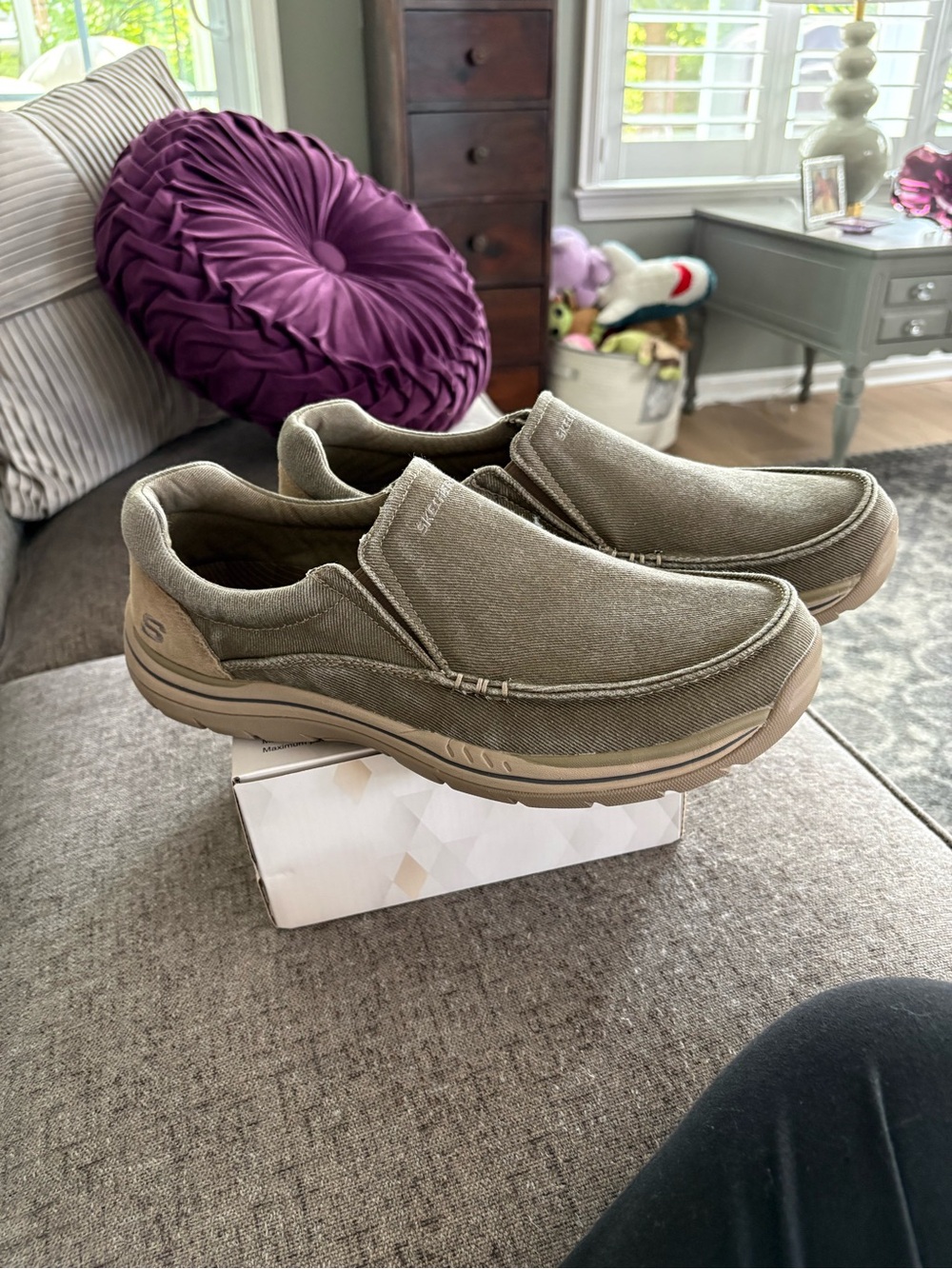 Skechers Casual Slip-On Loafers in Olive